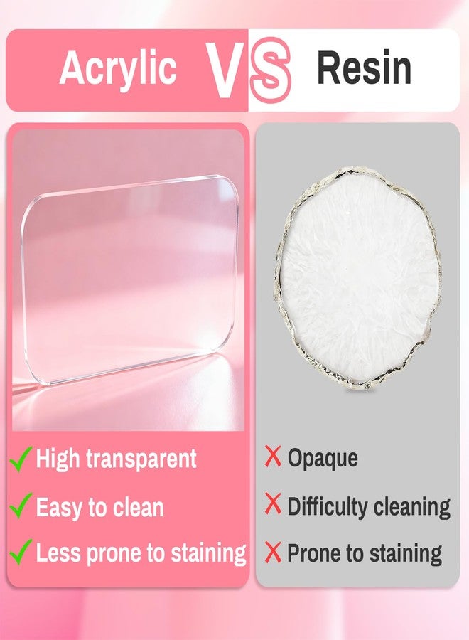 RAQEHO Acrylic Nail Art Palette - Transparent Nail Gel Polish Paint Mixing Pallet Design Plate For Nail Art Foundation Makeup Mixing Tray Display Stand Manicure Tools Supplies Accessories(3.15"×4.72" - Image 4
